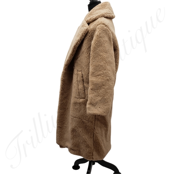 ABERCROMBIE & FITCH Women's Oversized Long-Length Sherpa Teddy Coat XS Petite - Picture 11 of 12